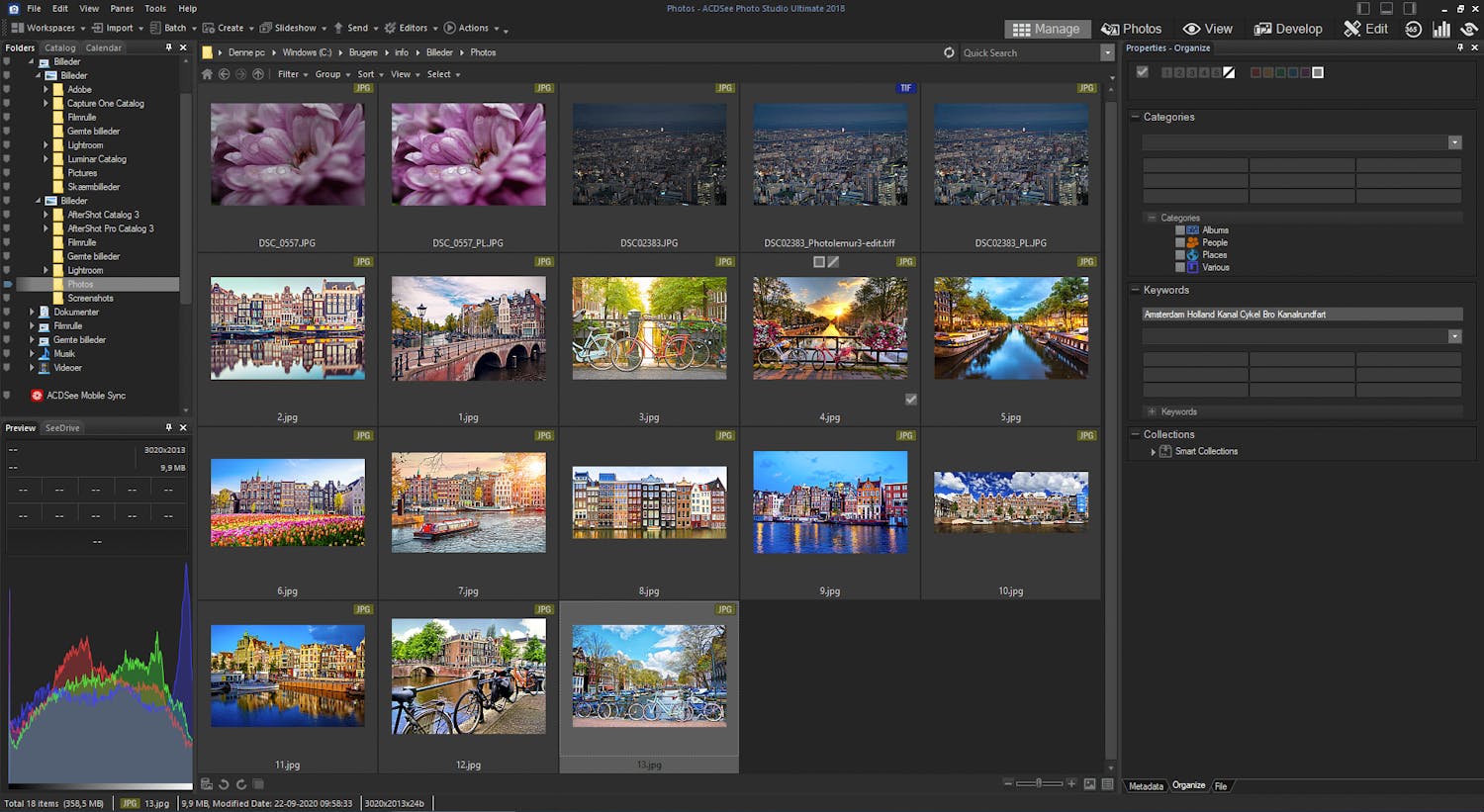 Skärmbild av ACDSees Manage-läge